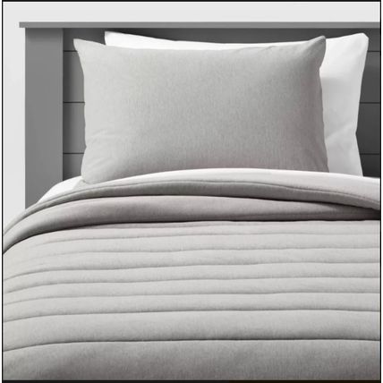 Twin Channel Jersey Kids' Comforter Set, Gray - Pillowfort