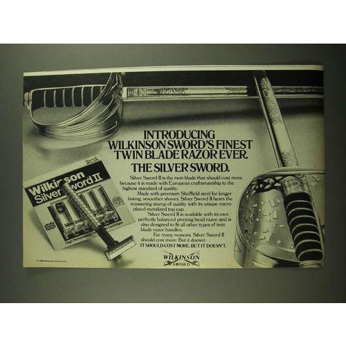 1980 Wilkinson Silver Sword Razor Ad - Finest Twin Blade Razor Ever