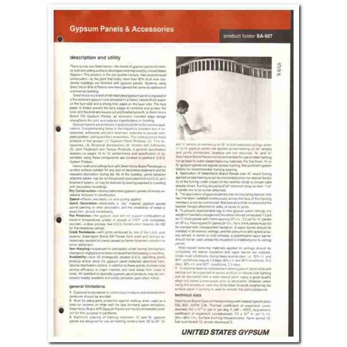 UNITED STATES GYPSUM COMPANY 1982 Sheetrock panels vintage catalog