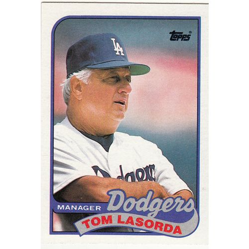 1989 Topps baseball card 254 Tom LaSorta and Dodgers checklist -HOF