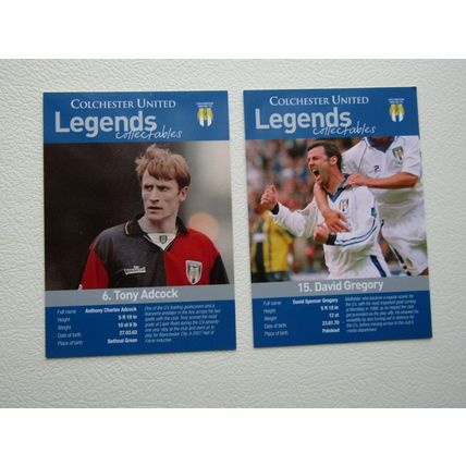Colchester United 2010 Legends Football Scratch Card Variants (ef1)
