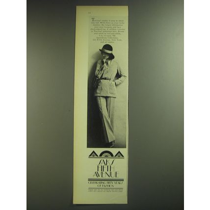 1974 Saks Fifth Avenue Shirtjacket and Trousers Advertisement