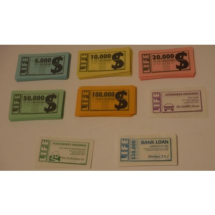 The Game of Life Money, Insurance, Loan Certificates Replacement Parts 2002
