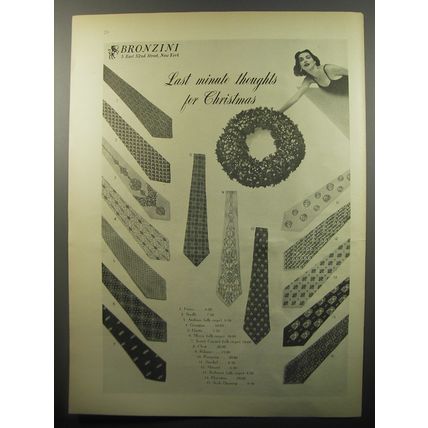 1950 Bronzini Ties Ad - Last minute thoughts for Christmas