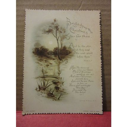 VICTORIAN CHRISTMAS GREETINGS CARD antique by Raphael Tuck single 'page' =