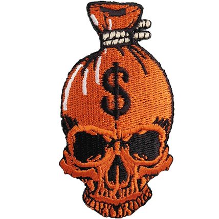 Money Bags Dollar Skull Iron on Embroidered sew Patch Badge 4.5 cm x 8 cm P338