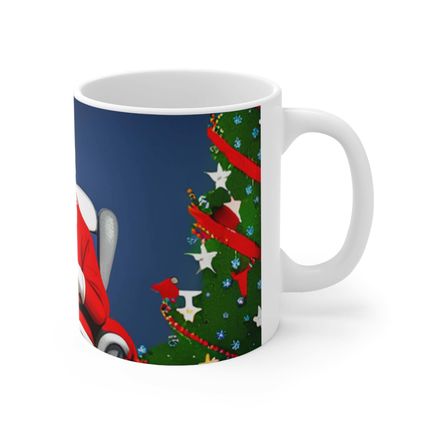 Merry Christmas Santa Fire Place Ceramic Mug 11oz Design #4 wrap-a-round