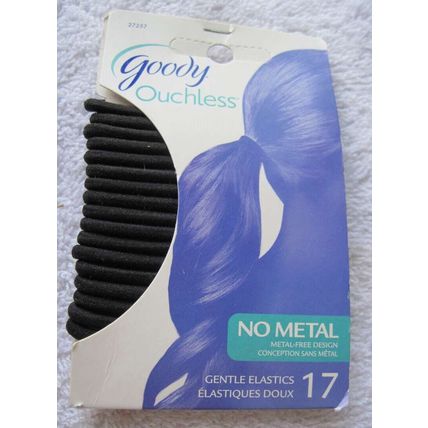 17 Goody Ouchless Gentle Elastics No Metal Ponytailer Hair Bands Solid Black 09