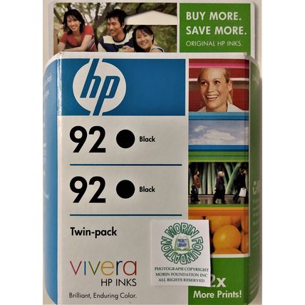 HP ORIGINAL TWIN-PACK 92 BLACK INK OCT 2010 EXPIRY