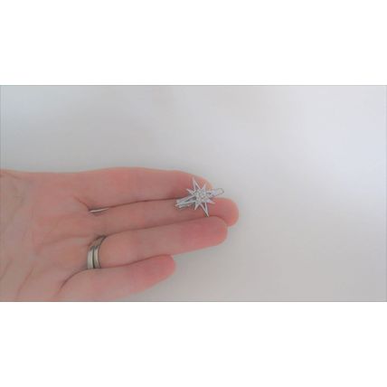 Two small tiny silver star crystal hair pin clip barrettes fine hair