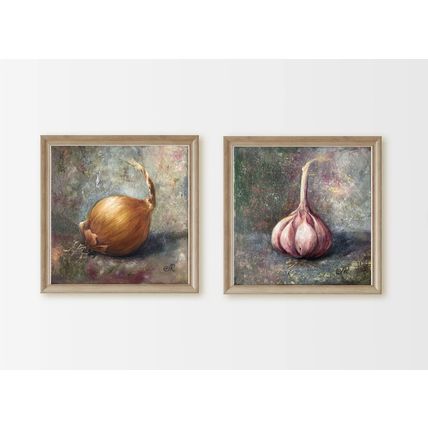Still Life Garlic and Onion Oil Painting