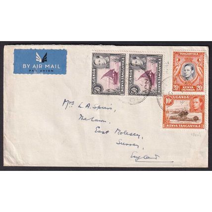 British KUT KGVI 1945 Njoro Kenya to Surrey England Airmail Cover Postal History