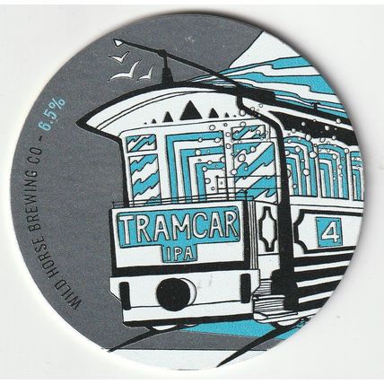 UNUSED KEG CLIP FRONT - WILD HORSE BREWING CO (WALES) - TRAMCAR No.4 IPA