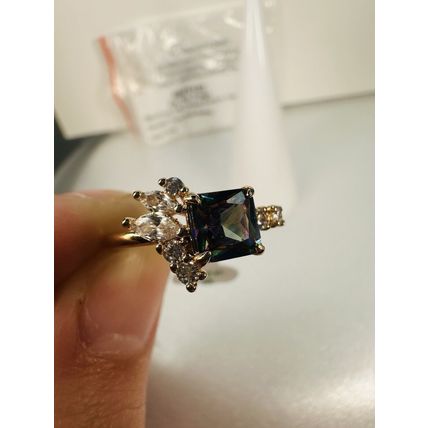 NIB Ring Bomb Party Sz8 RBP6180 On The Fringe LC Rainbow Topaz Rose Gold Pl