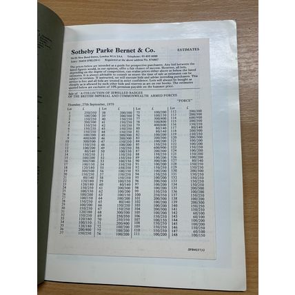 1979 SOTHEBYS JEWELLED BADGES BRITISH ARMED FORCES AUCTION CATALOGUE BOOK (LL)
