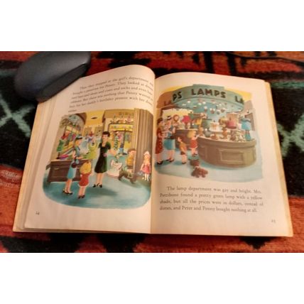Old Vintage Little Golden Book Lets Go Shopping W/Peter & Penny (A) Edition 1948
