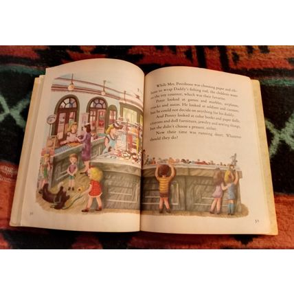Old Vintage Little Golden Book Lets Go Shopping W/Peter & Penny (A) Edition 1948