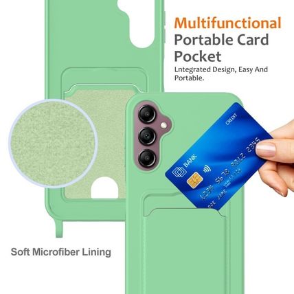 Card Slot Liquid Silicone Crossbody Green Phone Case Cover for Samsung S24 FE