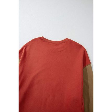 Gold Flame Two Tone Patchwork Drop Shoulder Pullover Sweatshirt
