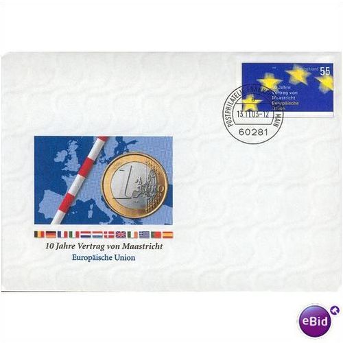 Germany FDC 2003 - Pre-Paid - 10 years of the Maastricht Treaty