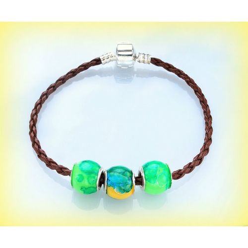 Summer Gift Euro Clasp Brown Woven Bracelet Bead Bangle Wristband Jewellery 2223