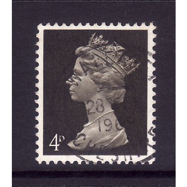 GREAT BRITAIN 1968 SG 732 4d DEEP OLIVE BROWN ONE CENTRE BAND FINE USED#4