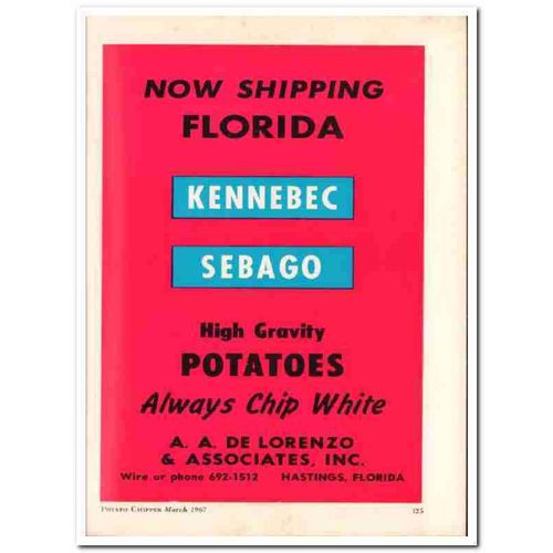 a a de lorenzo associates inc 1967 kennebec sebago potatoes vintage ad