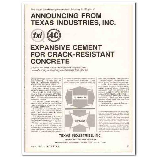 texas industries inc expansive cement crack-resist concrete vintage ad