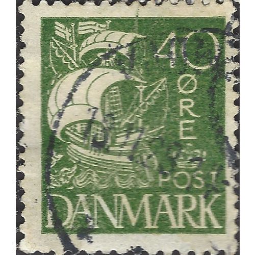 DENMARK, SHIP, Caravel, green 1927, 40ore