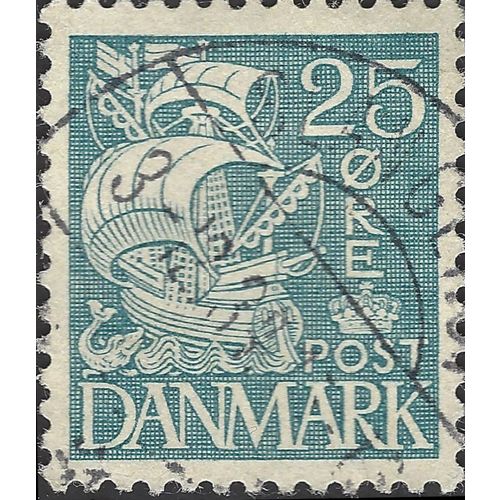 DENMARK, SHIP, Caravel, light blue 1927, 25ore