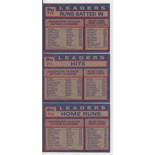 Three 1984 Topps Reggie Jackson cards- 711, 712, 71, - HOF-Angels-Carew