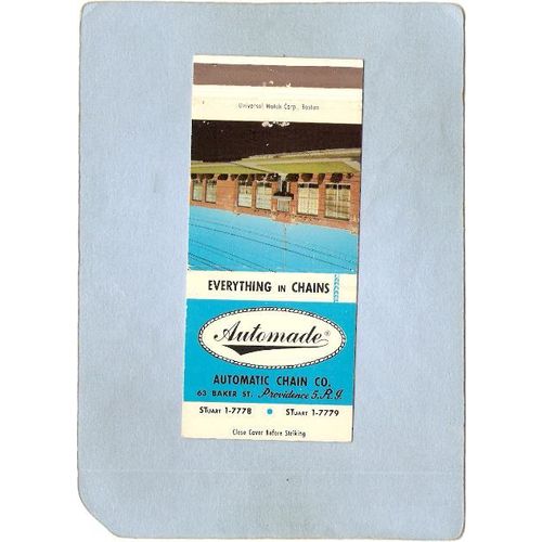 Rhode Island Providence Matchcover Automatic Chain Co 63 Baker St~894