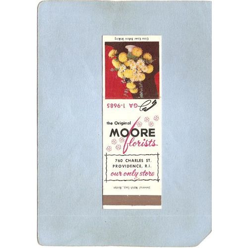 Rhode Island Providence Matchcover Moore Florists 760 Charles St~1307