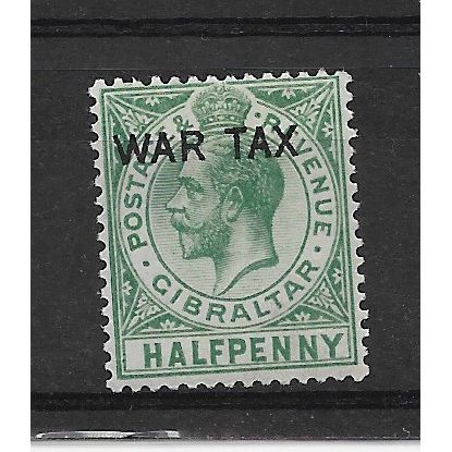 Gibraltar.SG86 1/2d Green.War Tax.Mounted Mint.Sept19