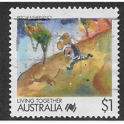 AUS 1988 $1.00 'LIVING TOGETHER - RESCUE AND EMERGENCY' FINE USED (EBID67-239)