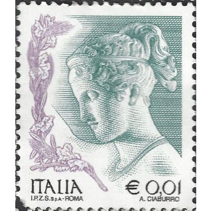ITALY, Hebe, by Antonio Canova, black-green 2002, €0.01, #4