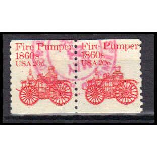 Used 1908 20c Fire Pumper Fine Pair PA0558