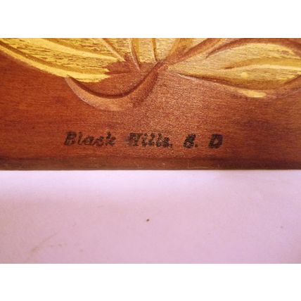 Vintage Wood Crumb Tray Hand Carved Painted Souvenir Black Hills SD No Scraper