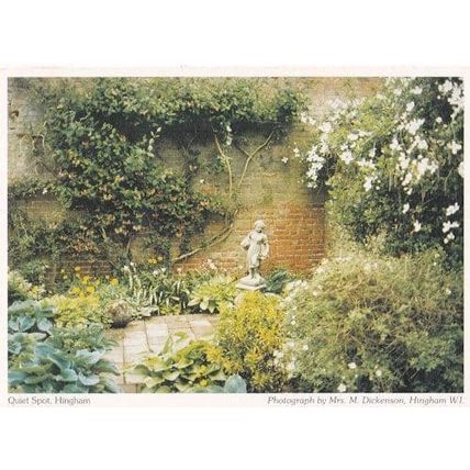 Hingham Norfolk A Quiet Spot Statue Garden Postcard