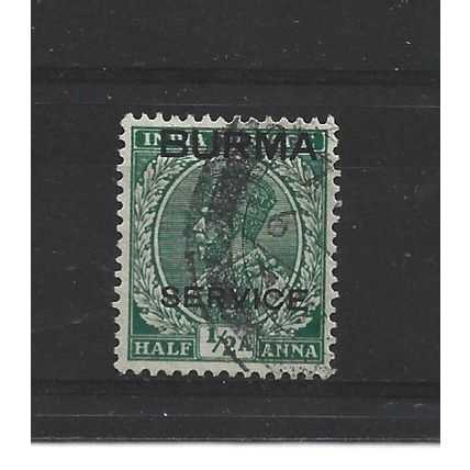 Burma.O2 1/2a Green.Fine Used.Jul25b