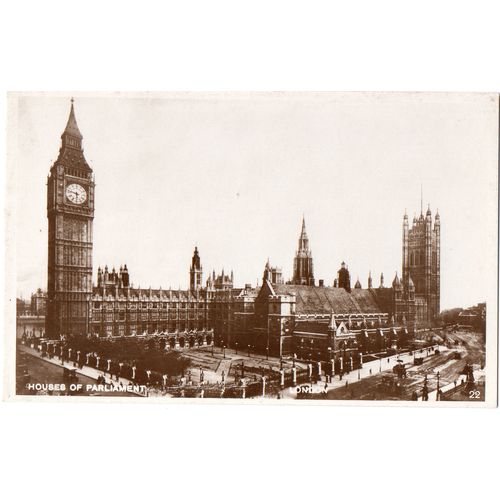 Early 20th Century Postcard Houses of Parliament London
