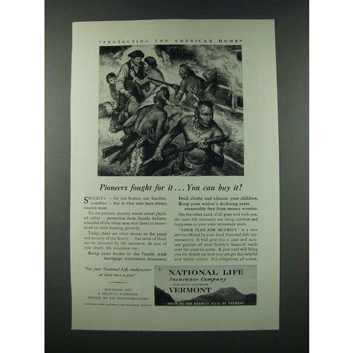 1949 National Life Insurance Company Ad - Pioneers Fought for it
