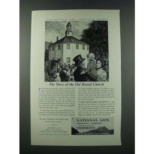 1949 National Life Insurance Company Ad - The Story of the Old Round Church