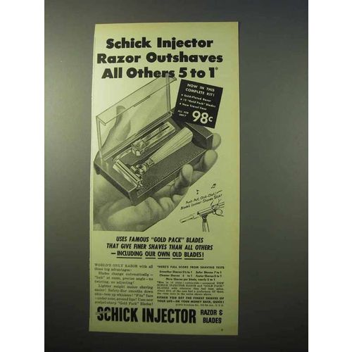1951 Schick Injector Razor & Blades Ad - Outshaves