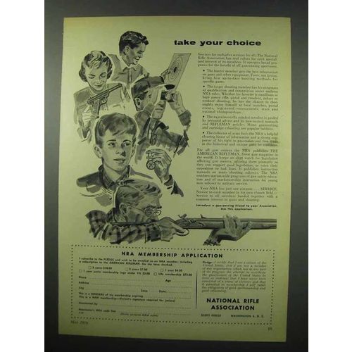 1954 National Rifle Association NRA Ad - Take Choice