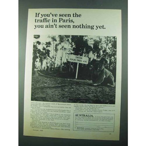 1969 Qantas Airline Ad - You've Seen Traffic in Paris