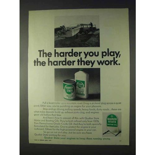 1969 Quaker State Motor Oil Ad - Harder You Play