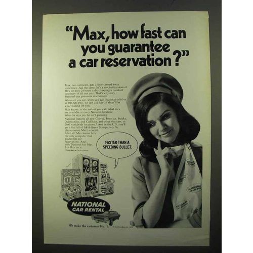 1970 National Car Rental Ad - Guarantee Reservation