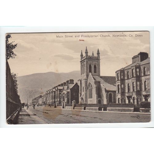 Main Street & Presbyterian Church Newcastle Co Down Northern Ireland Postcard