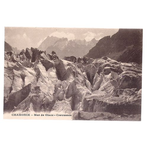 MER DE GLACE-CREVASSES, CHAMONIX, FRANCE unused vintage postcard c.1925 #